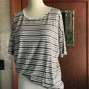 LuLaRoe Perfect Tee Grey/beige strip Size XS
